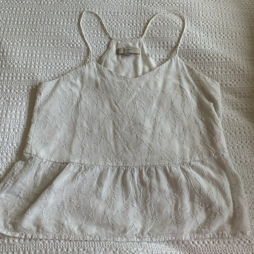 Loft white floral racerback tank